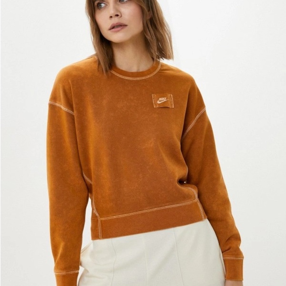 Nike Sportswear French Terry Burnt Orange Crew Neck Sweatshirt